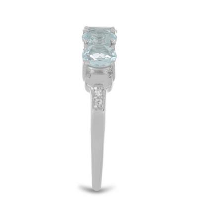BUY 925 SILVER AQUA MARINE GEMSTONE CLUSTER RING 